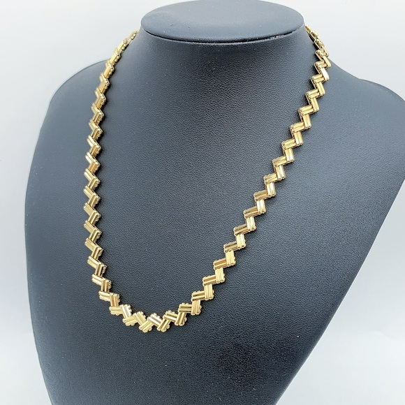 Vintage Gold Plated Zigzag Egyptian Style Hieroglyph Necklace - Picture 2 of 9